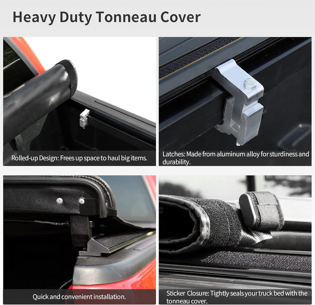 Soft Roll Up Truck Bed Tonneau Cover for 2019-2022 Chevy Silverado / GMC Sierra 1500, Fleetside 6.6 ft Bed A4142