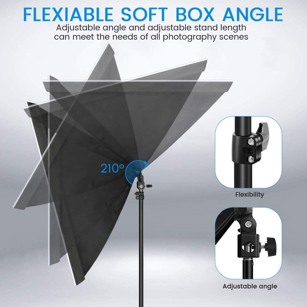 Softbox Lighting Kit with 2 Remote Dimming 6000K Bulbs O421