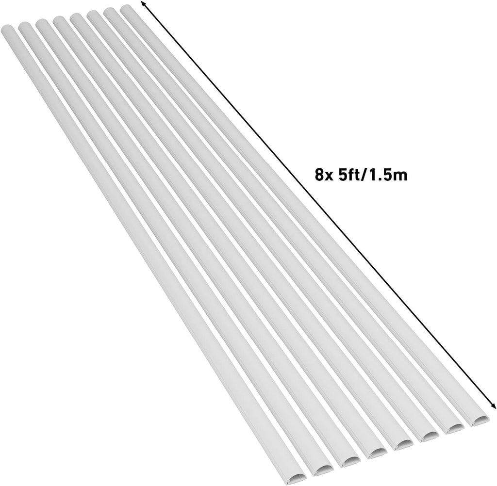 White Cord Cover Kit, Half Round Cable Raceway, Self-Adhesive Cord Hider, 40' Pack of 2 Z936236