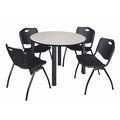 48 in. Round Breakroom Table with 4 Stack Chairs L1684