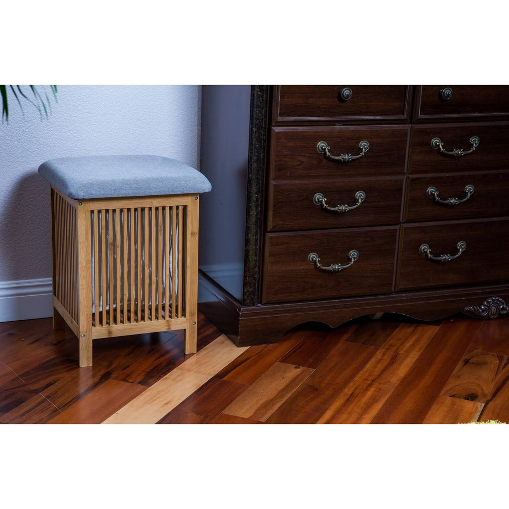 Bamboo Laundry and Storage Basket/Ottoman, 21 inch Tall M210