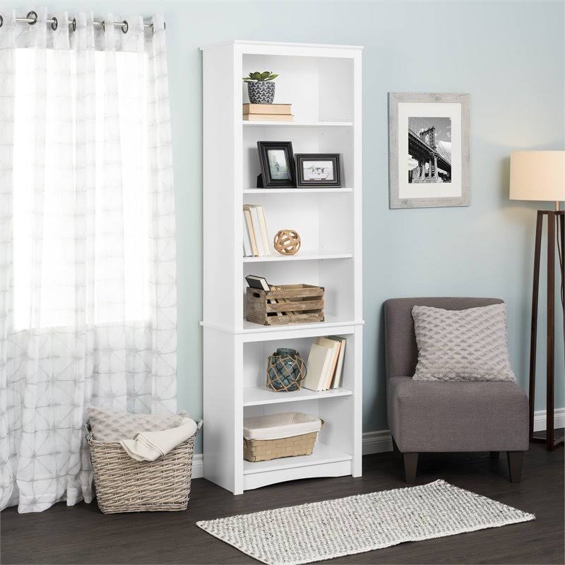 6 Shelf White Bookcase Q840169