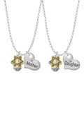 Goldtone Star of David Spinner Heart Necklaces (Set of 2) S727