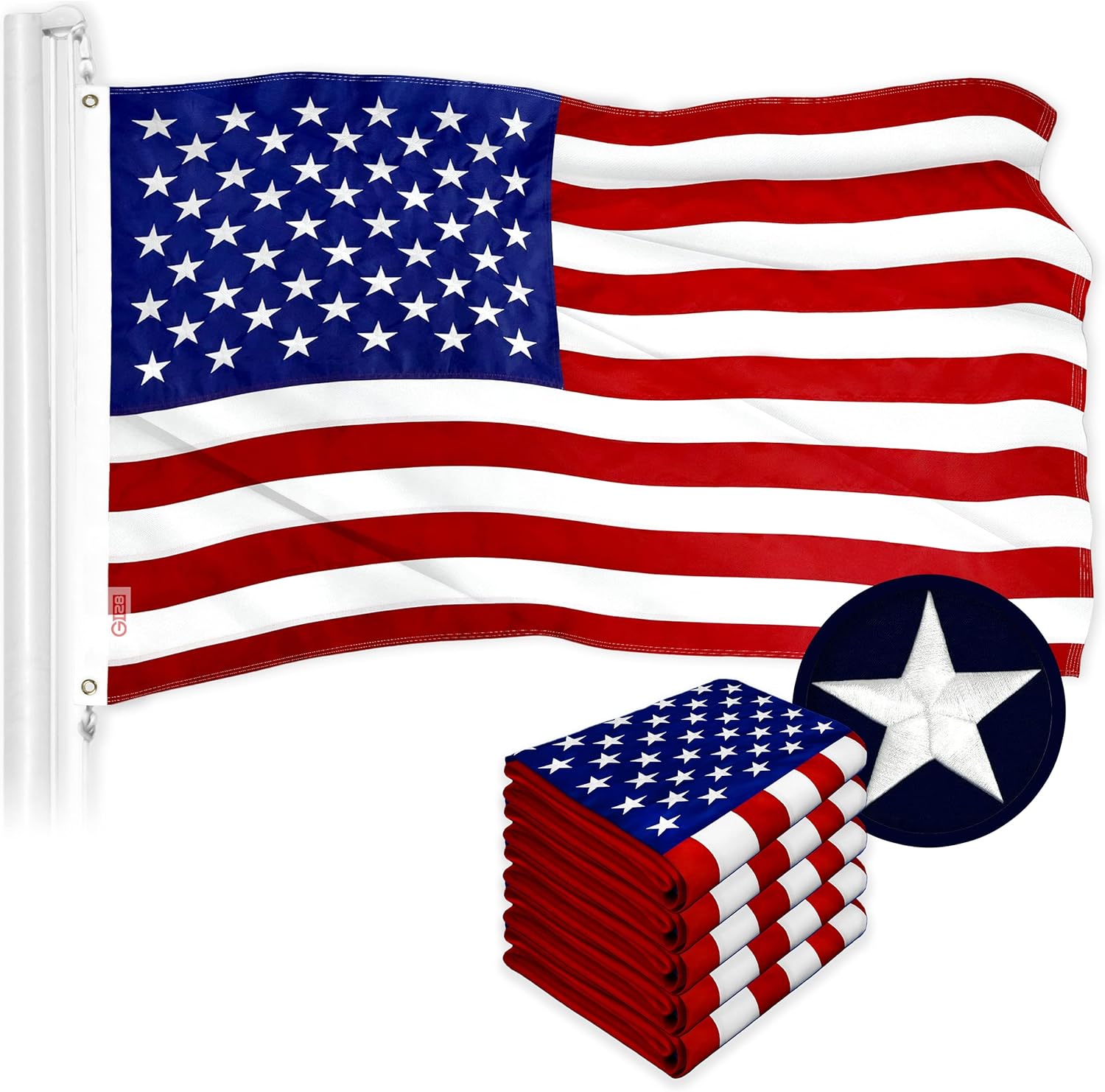 5 Pack American USA US Flag 10x15 ft Embroidered Stars Sewn Stripes Brass Grommets E70838