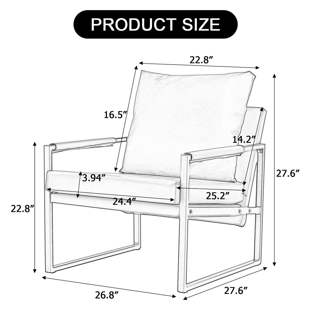 Orange PU Leather Accent Armchair with Metal Frame A932