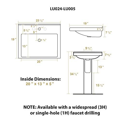 Rectangular Basin Tubular Pedestal Sink Y116941