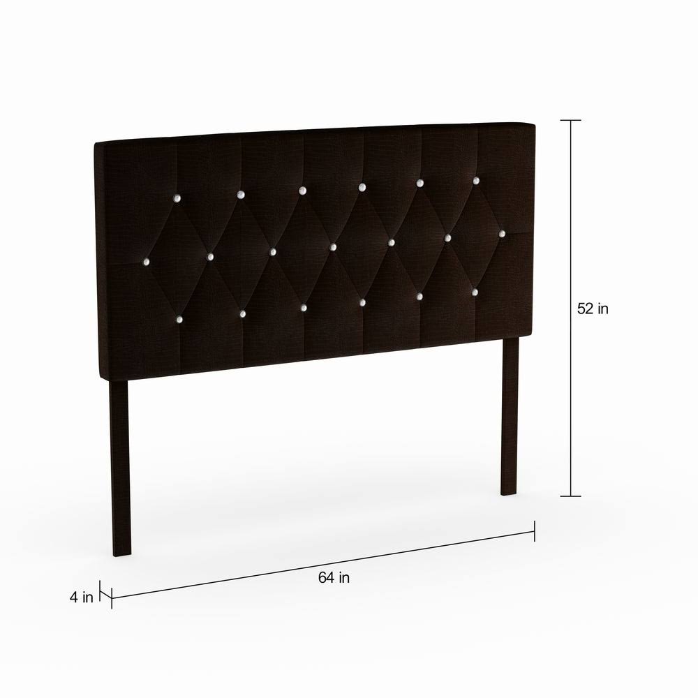 Black Faux Leather Button-Tufted Headboard Q571
