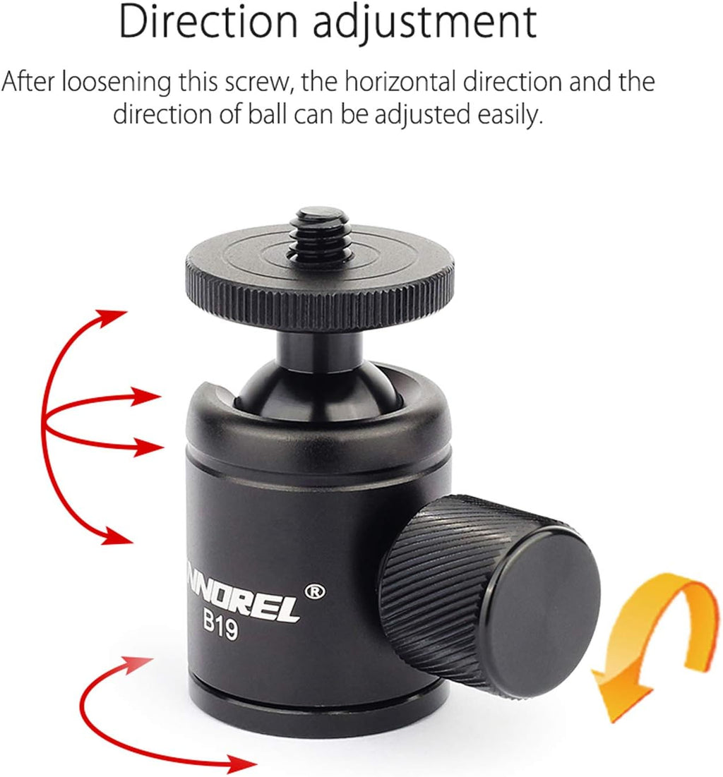 Mini Tripod Ball Head Metal Ballhead 360° Pan 90° Tilt with 3/8 to 1/4 Adapter CNC Ballheads, Max Load 6.61 lb H530