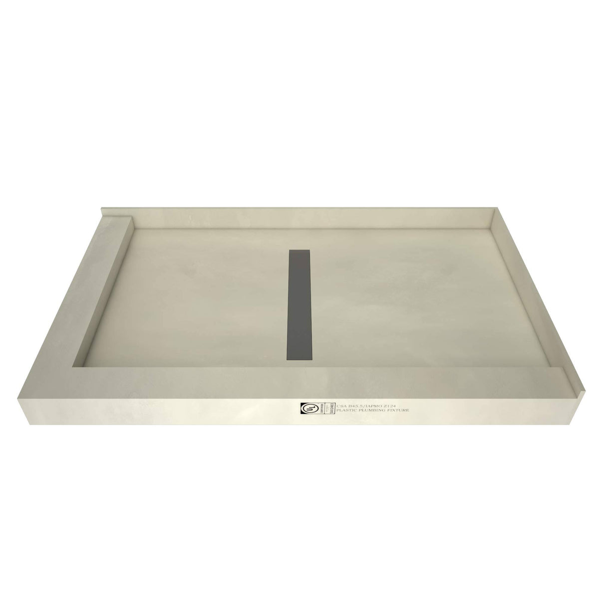 Double Curb Shower Pan with Center Trench Drain Y994955