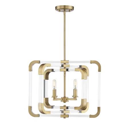 4-Light Candle Style Square Chandelier Warm Brass L439