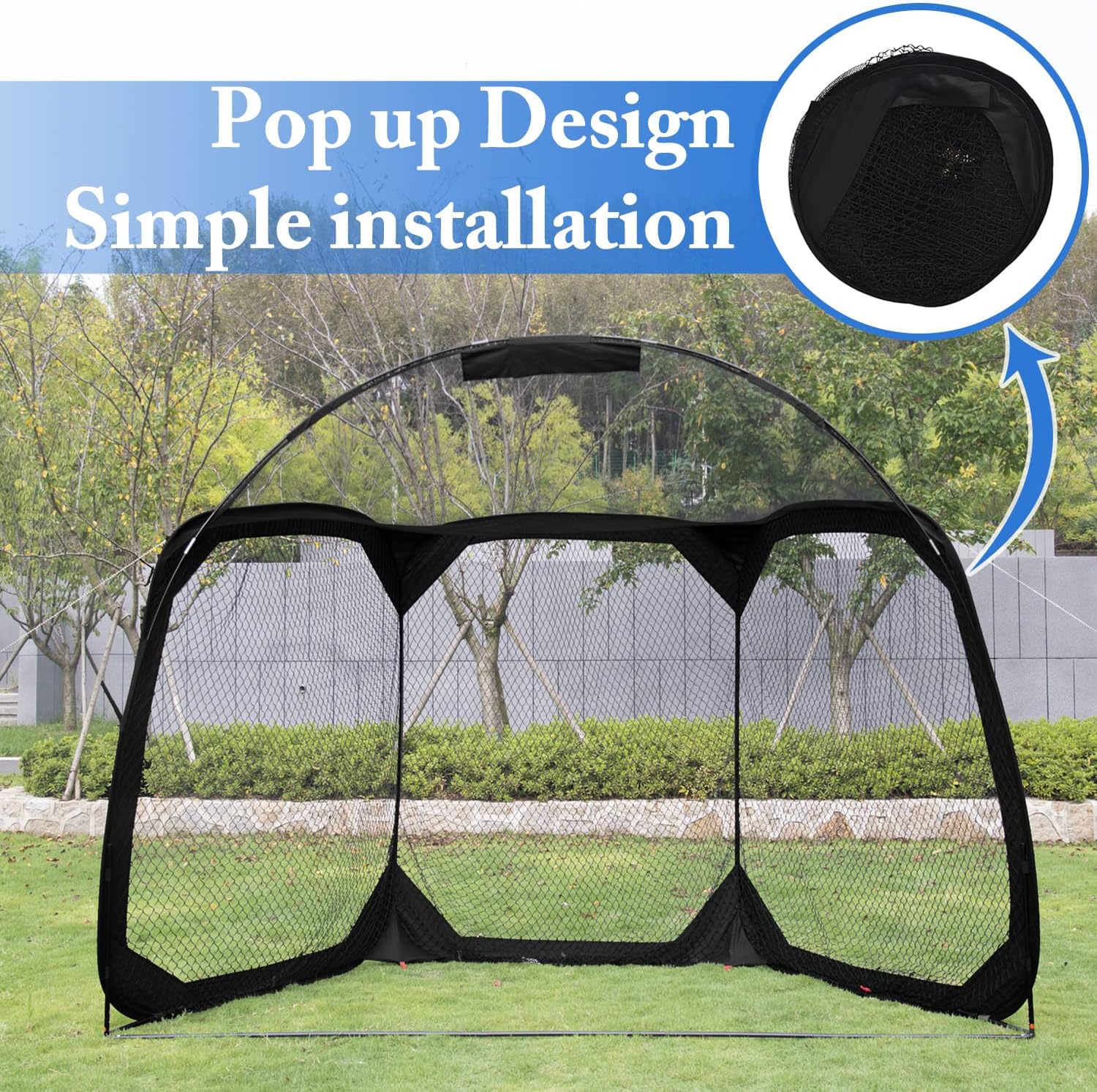 12 X6 X9.5FT Portable Baseball Batting Net with Carry Bag Q711616