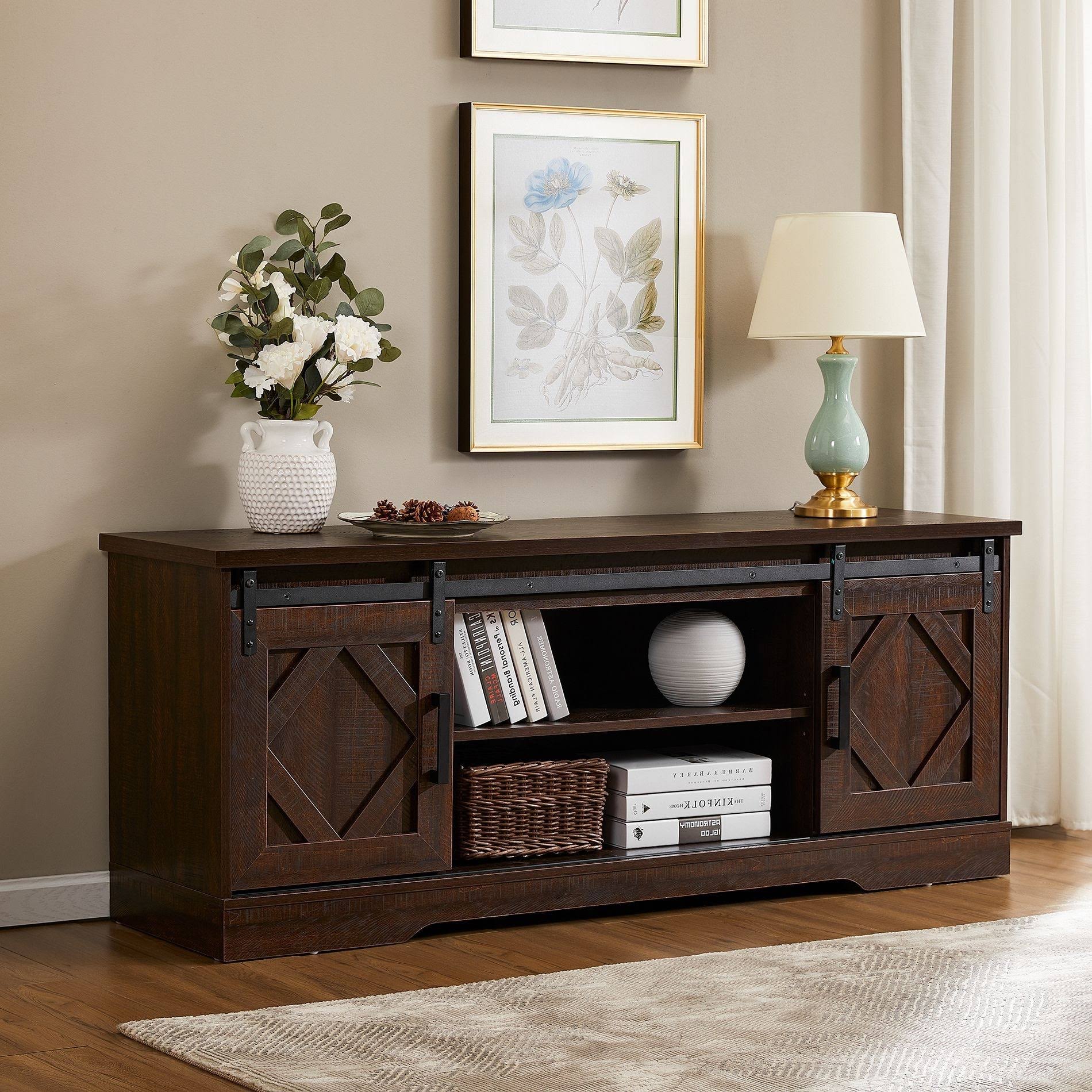 Rustic Grey Wash Wood TV Stand Storage Cabinet H76144