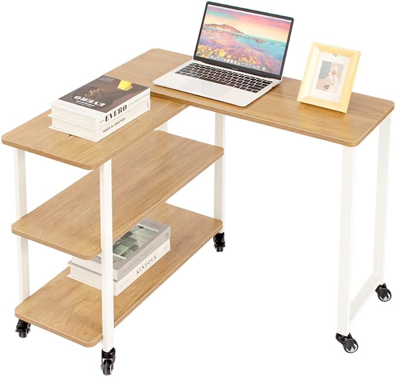Walnut Desktop White Frame Folding Laptop Desk 39.4 Inch Pack of 2 X980783