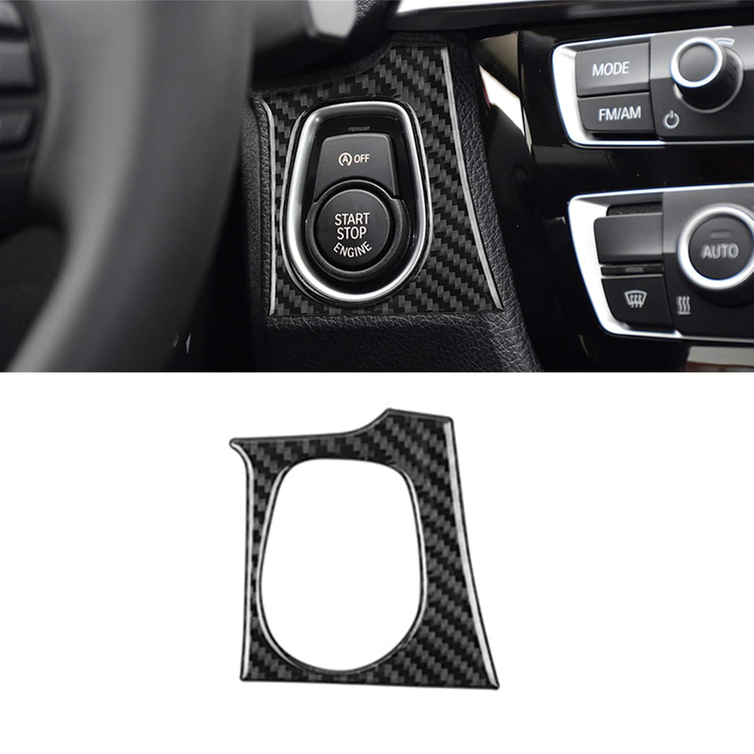 Carbon Fiber Start Stop Engine Ignition Frame Sticker (Black) K32053