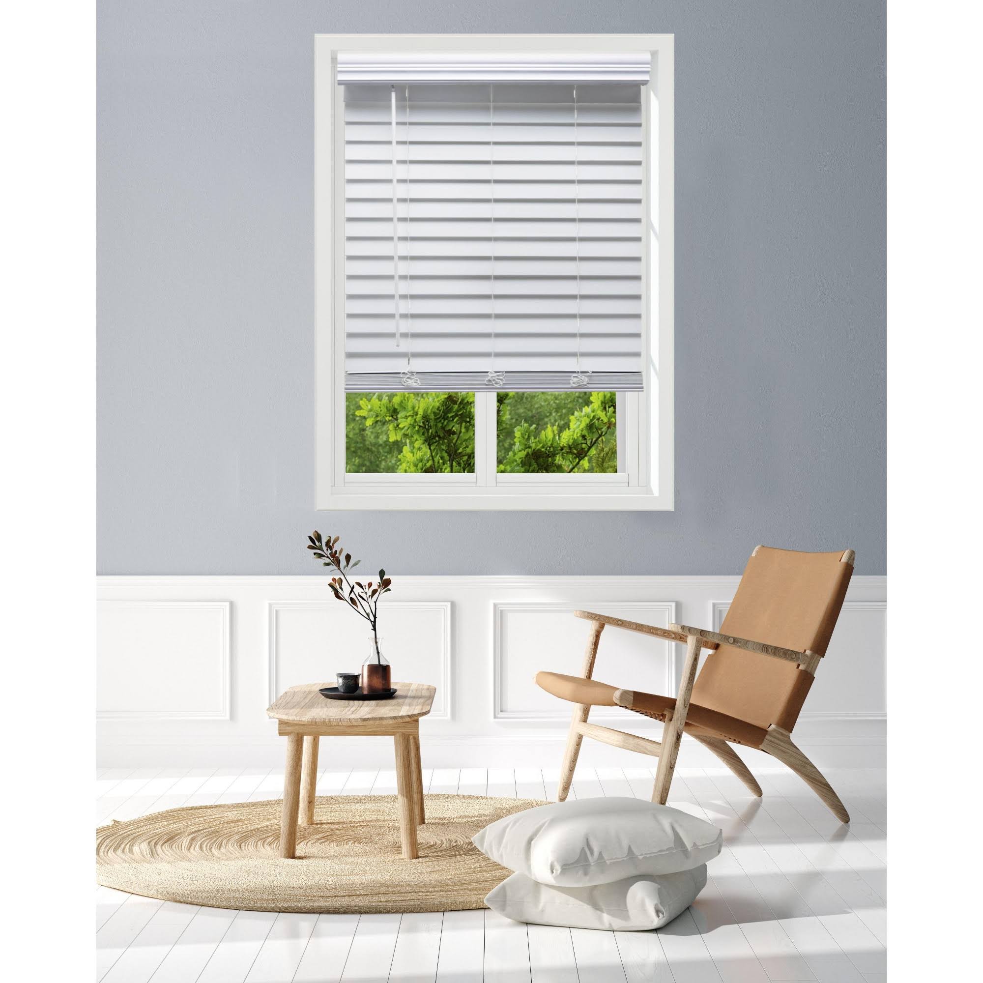 White Faux Wood Cordless Blinds A344271