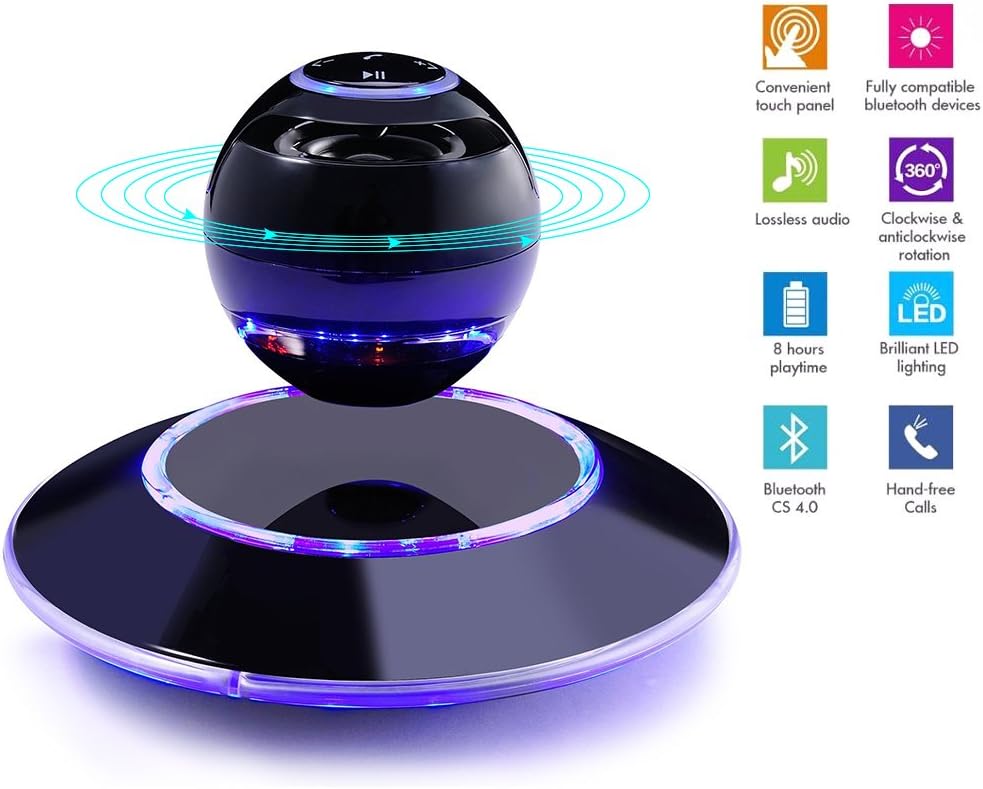 Levitating Bluetooth Speaker with LED Light (Black) N4009