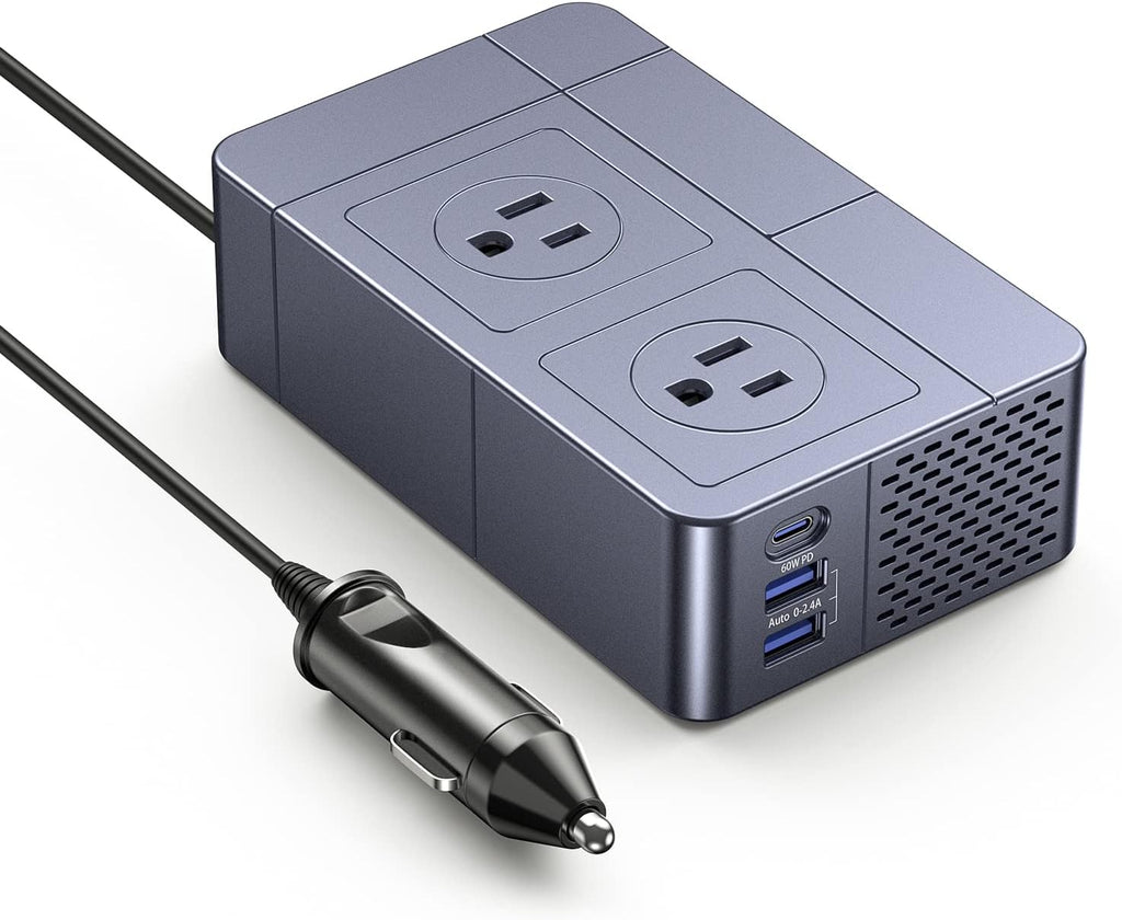 300W Power Inverter DC 12V to AC 110V Car Plug Adapter Outlet Pack of 2 T585818