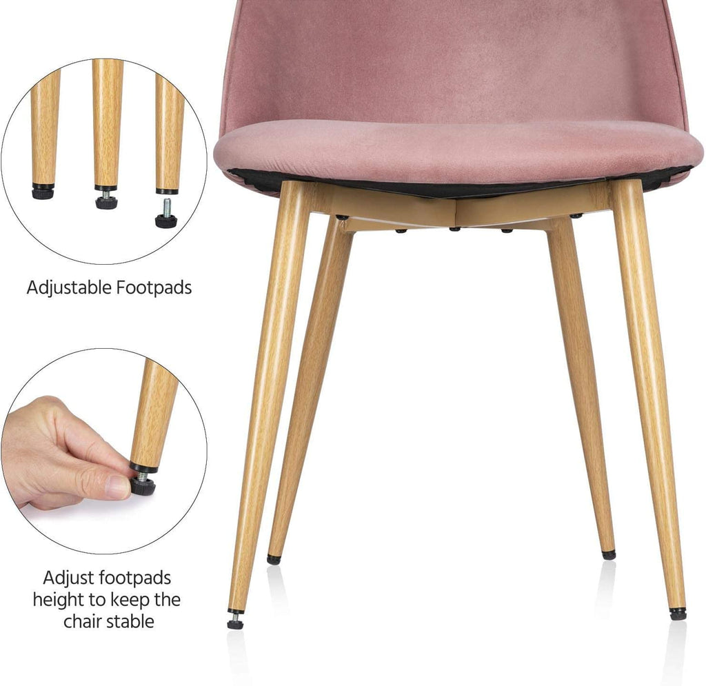 Pink Velvet Upholstered Side Chairs with Metal Legs Set of 2 G796