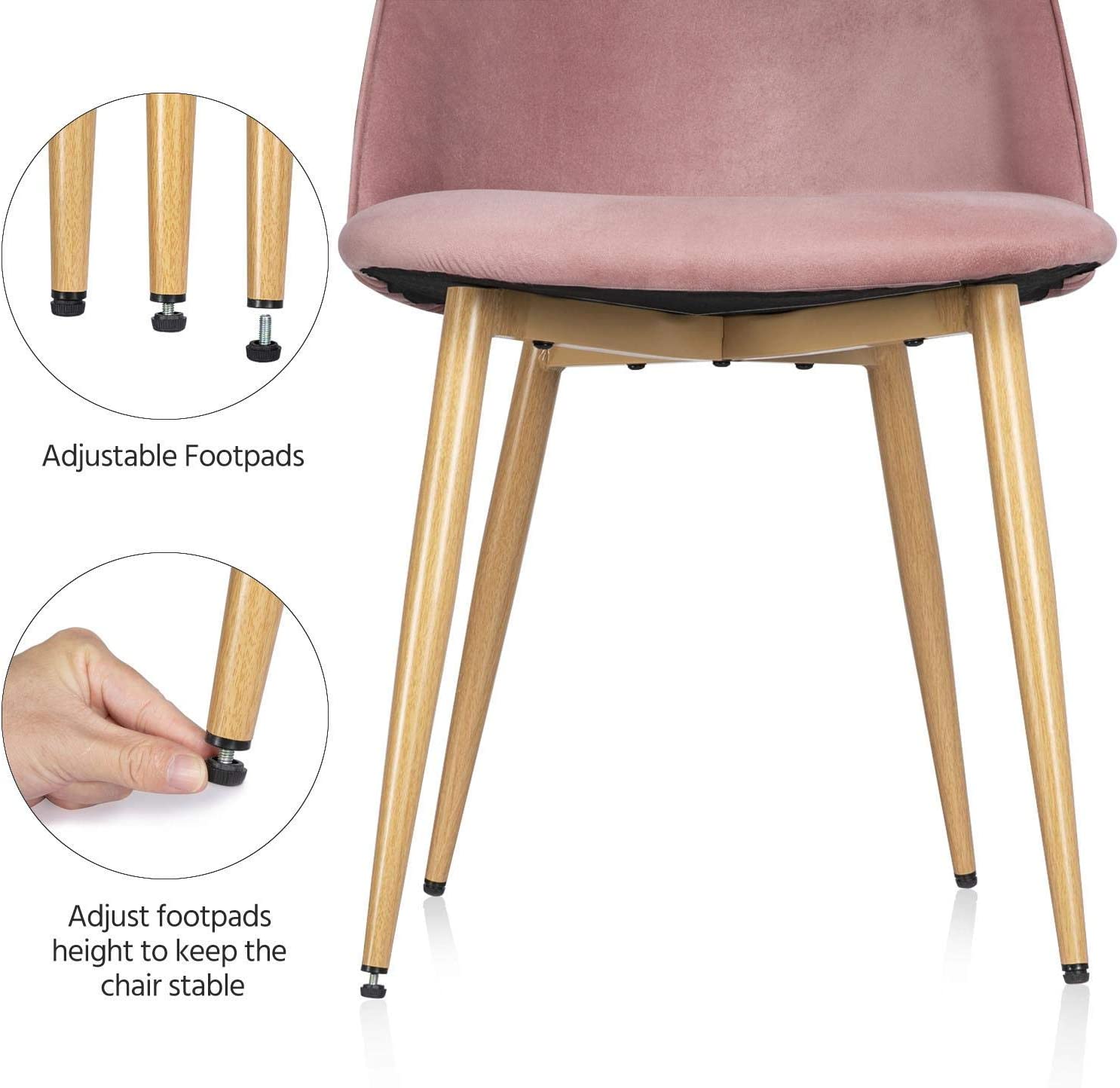 Pink Velvet Upholstered Side Chairs with Metal Legs Set of 2 G796
