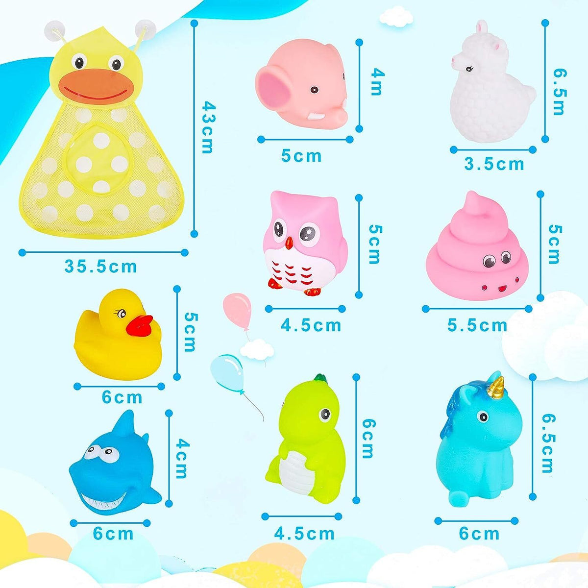 LED Light Baby Bath Toys Set with Storage Bag O274