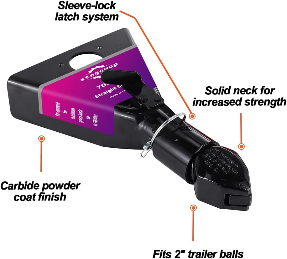 2" Forged A-Frame Trailer Coupler with Trigger Latch SAE Class III 7000 lb Black Pack of 2 X5862