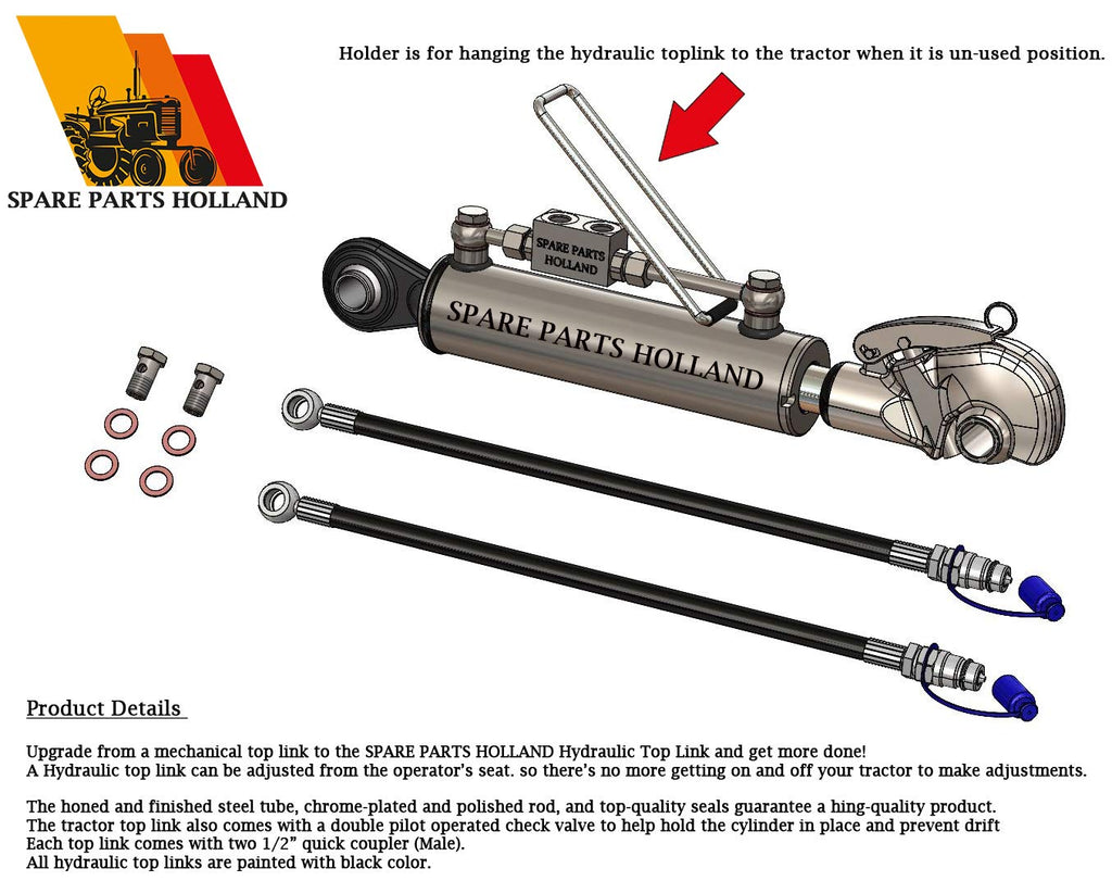 Hydraulic Top Link Cat. 2 28 3/8” - 44 1/8” Locking Block Stroke 15-3/4” B325