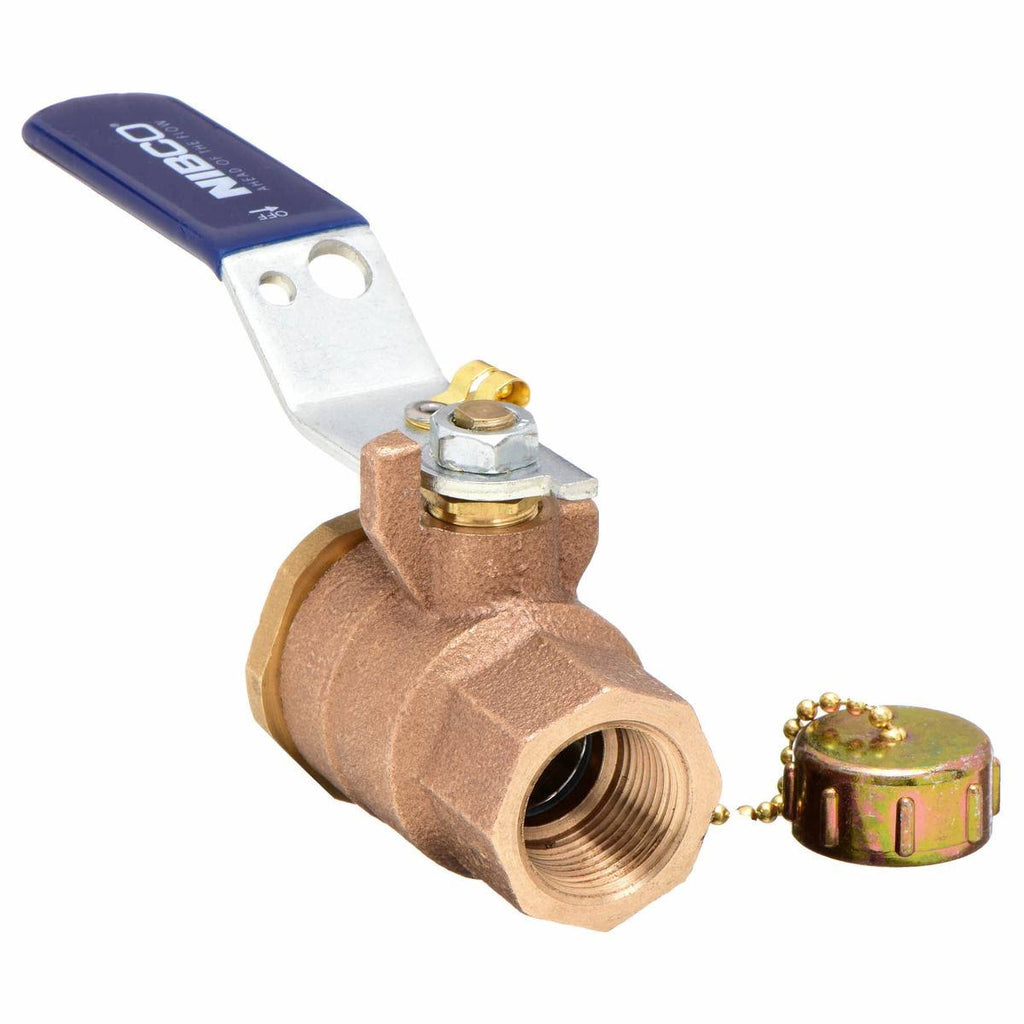 Bronze Ball Valve, FNPT x Hose Cap, 3/4 in N784