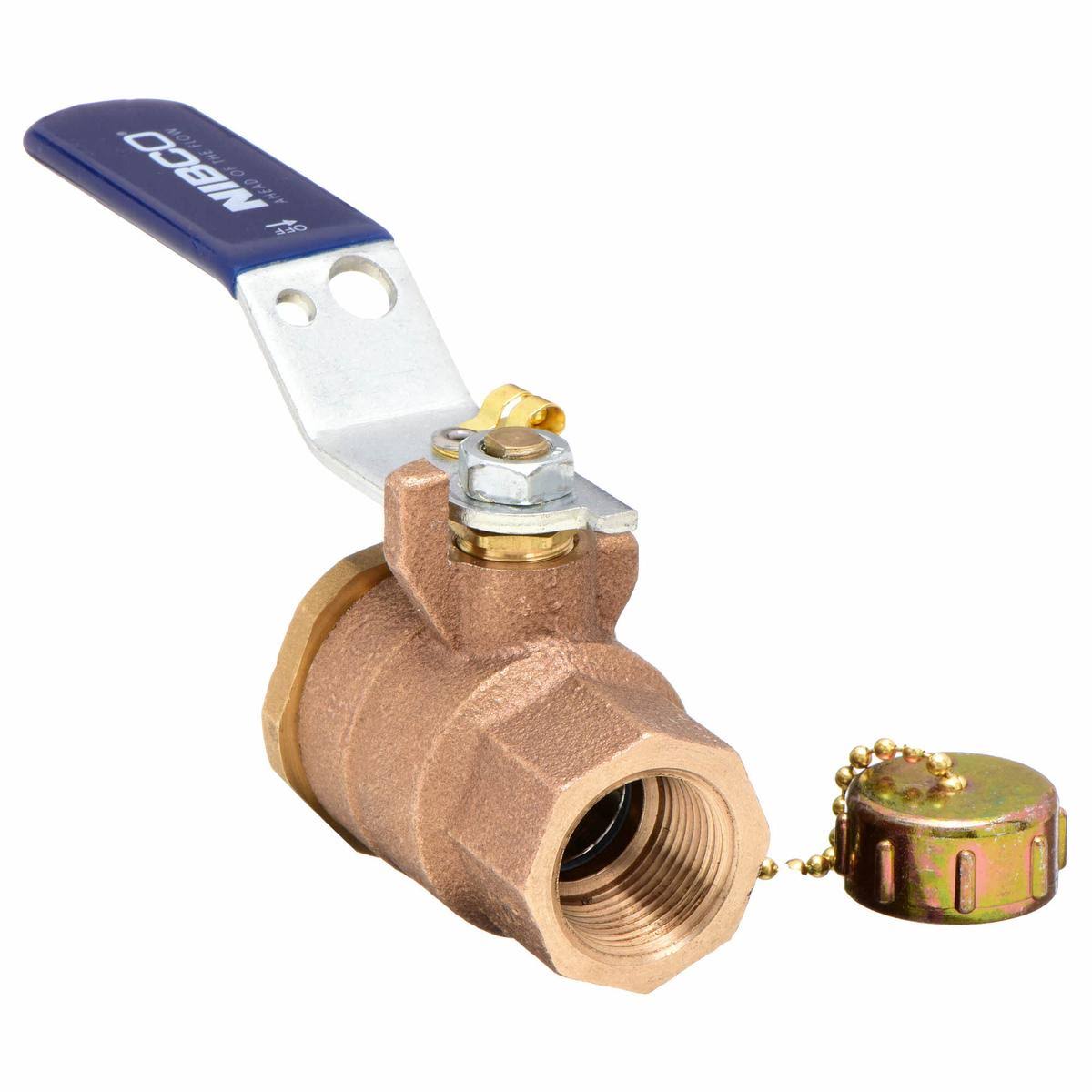 Bronze Ball Valve, FNPT x Hose Cap, 3/4 in N784