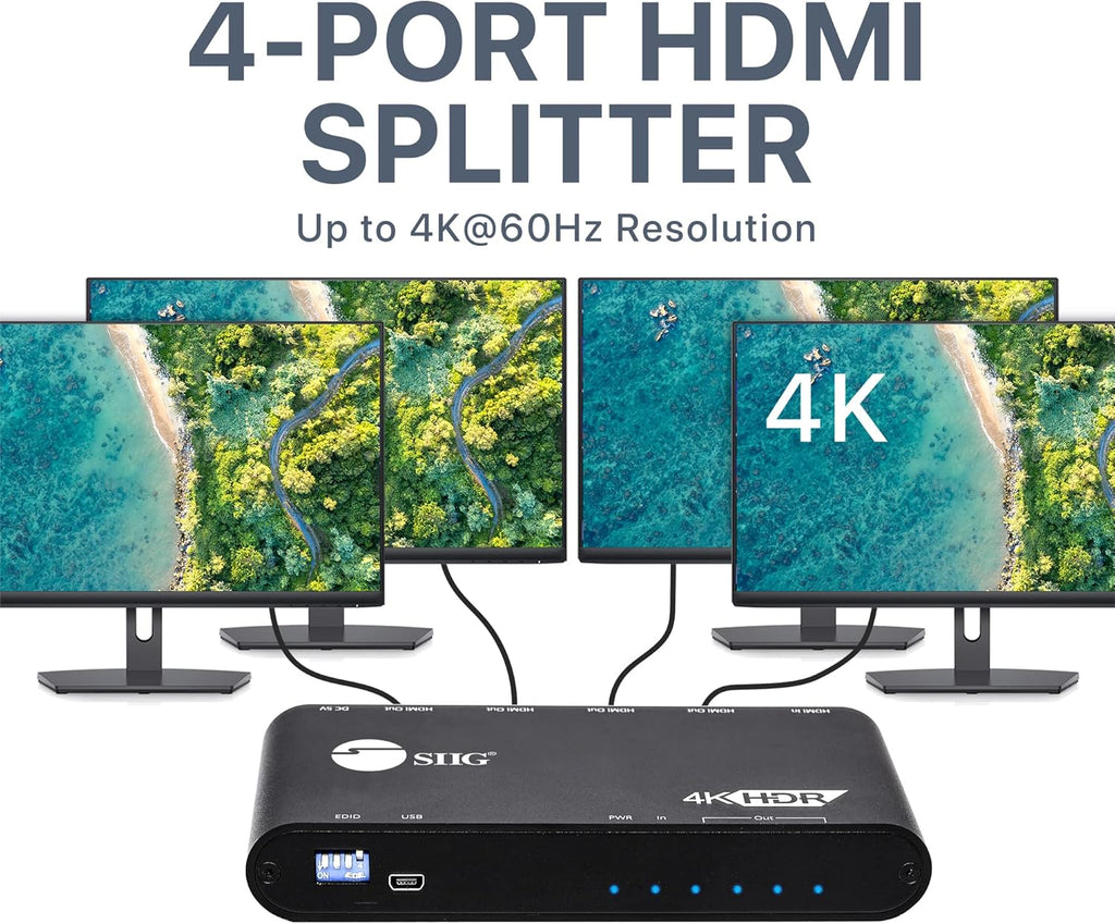 1x4 HDMI 4K 60Hz HDR Splitter 4 Port 1 in 4 Out R8579