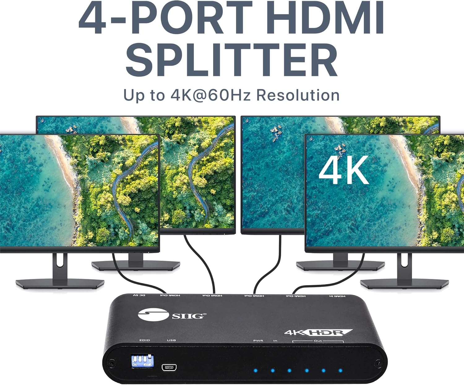 1x4 HDMI 4K 60Hz HDR Splitter 4 Port 1 in 4 Out R8579