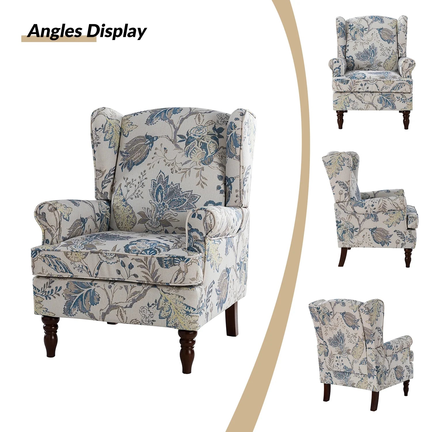 Blue Foam Wingback Accent Chair A60056