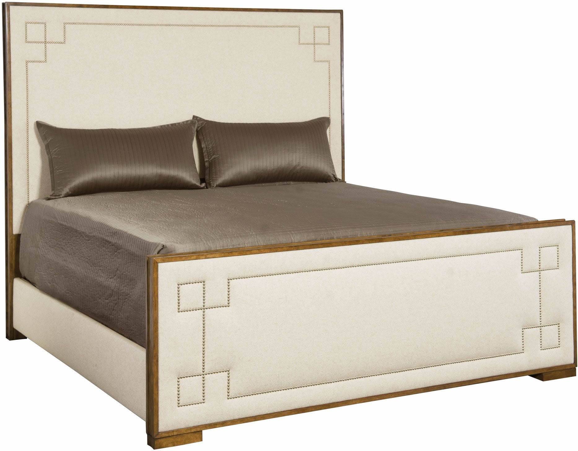 Dark Caramel Queen Upholstered Panel Bed Y3956