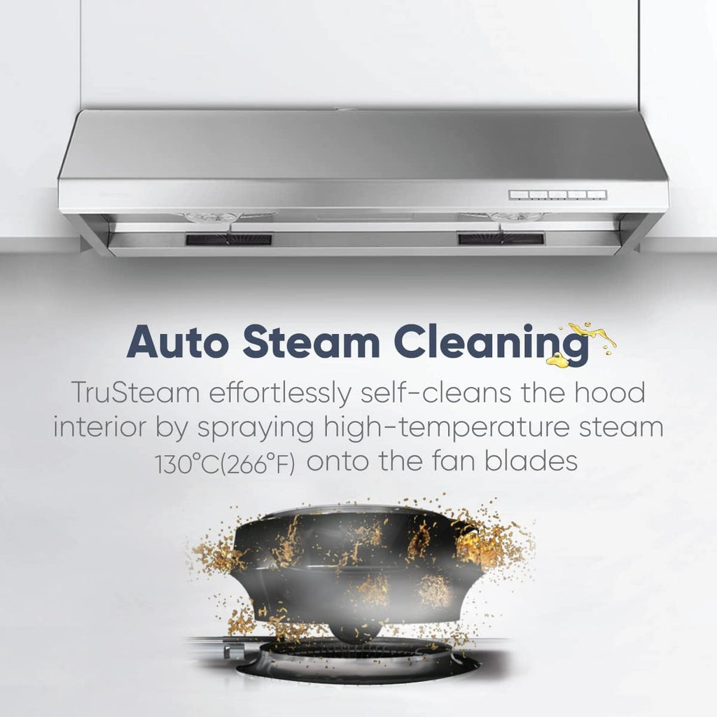 30'' Under Cabinet Stainless Steel Range Hood with Auto Steam Cleaning Q670310