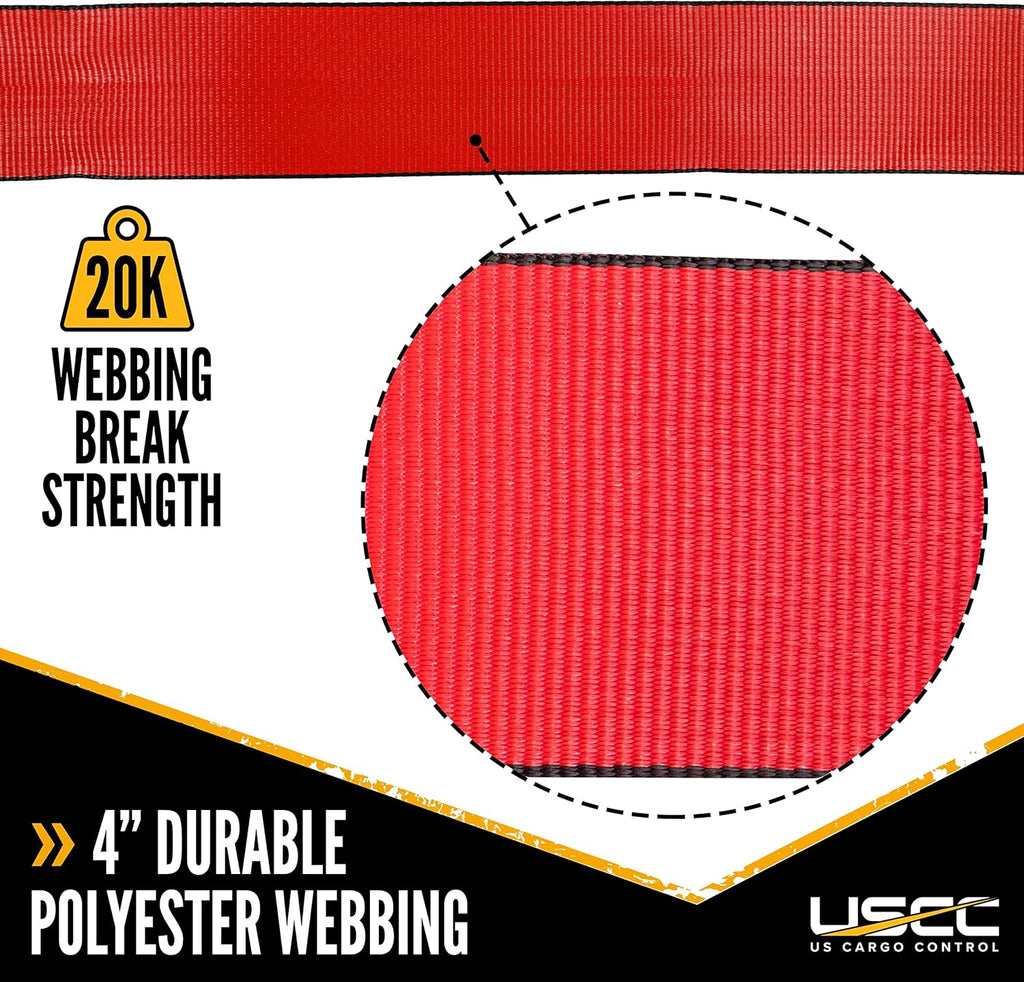 Red 4" x 300' 20K Polyester Cargo Webbing P96590