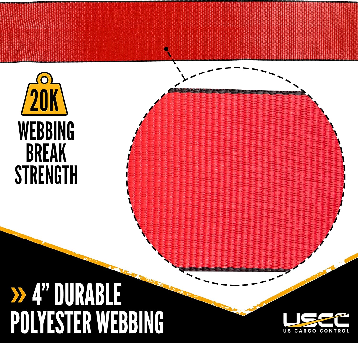 Red 4" x 300' 20K Polyester Cargo Webbing P96590