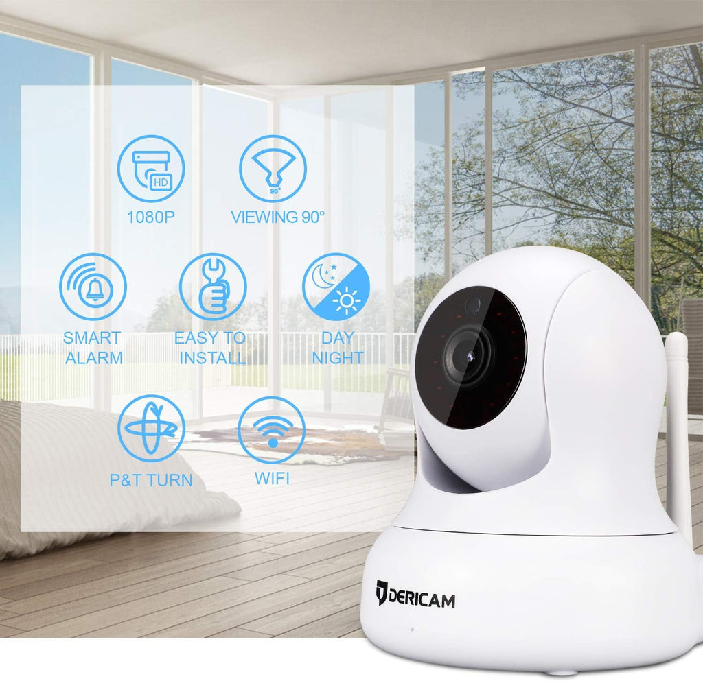 White 1080P Full HD Home Security Camera Pan/Tilt Night Vision Pack of 2 W443556