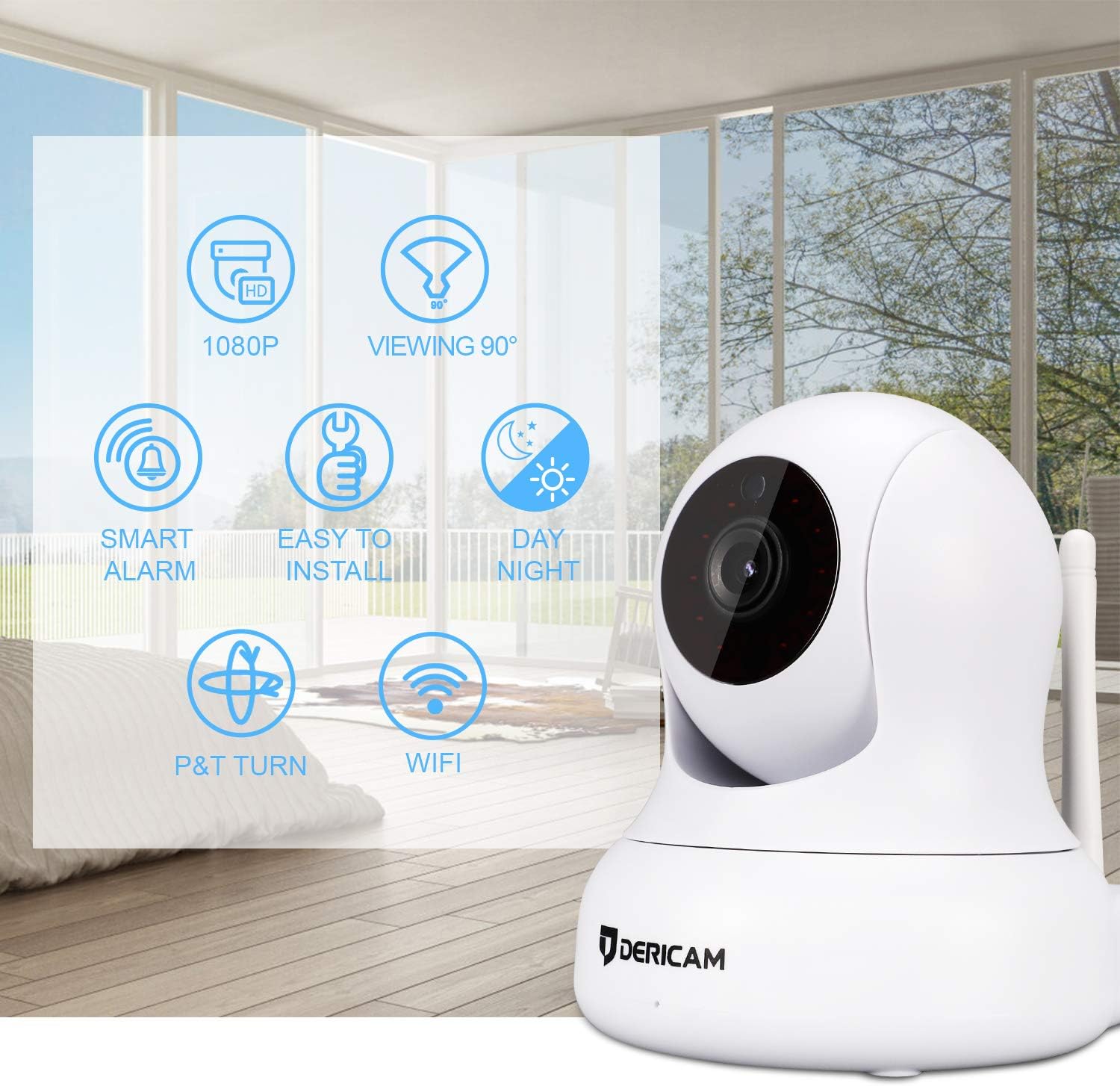 White 1080P Full HD Home Security Camera Pan/Tilt Night Vision Pack of 2 W443556