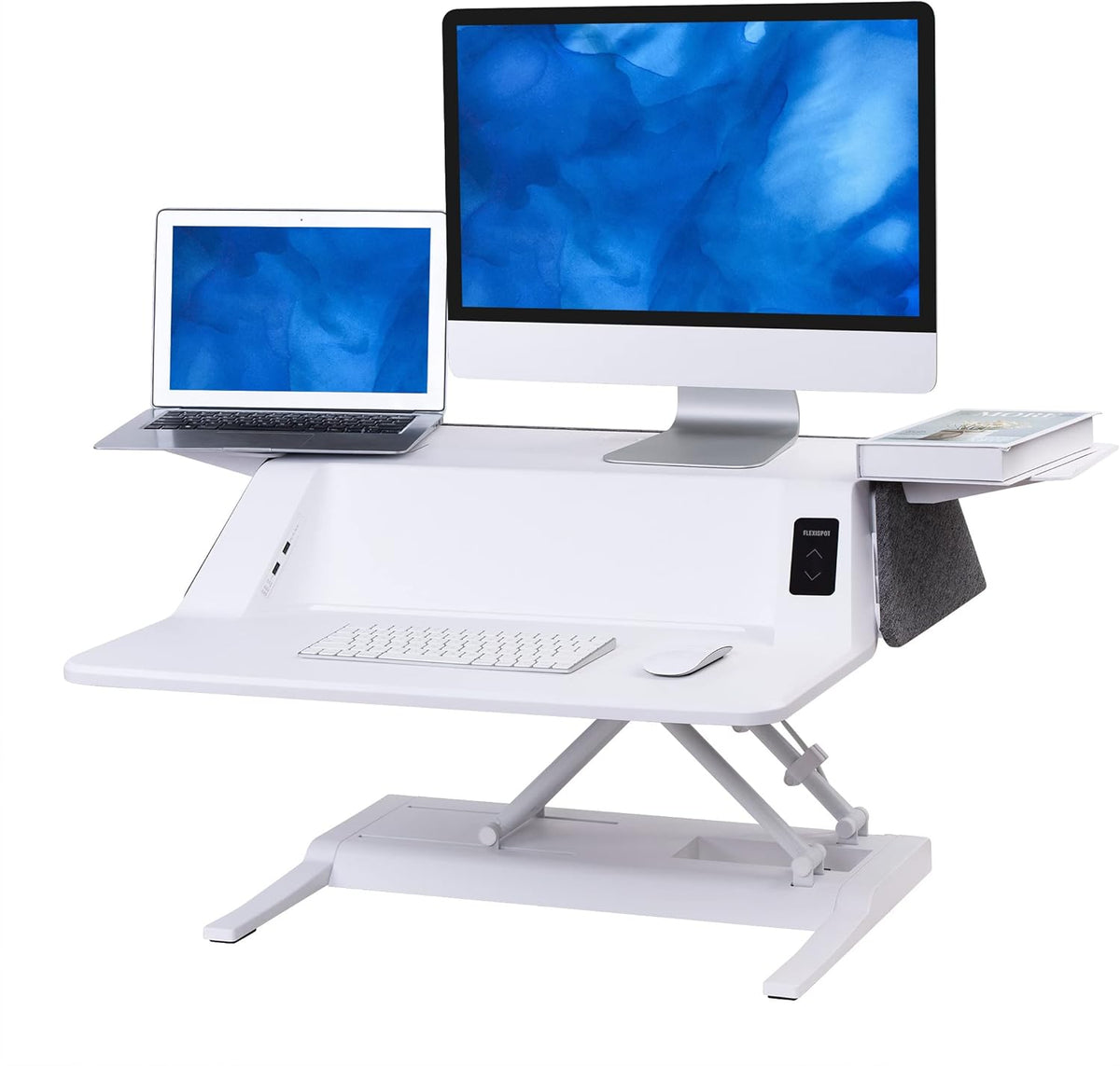 Motorized Sit Stand Desk Riser with Wireless Charging Extended Panel Board O7562