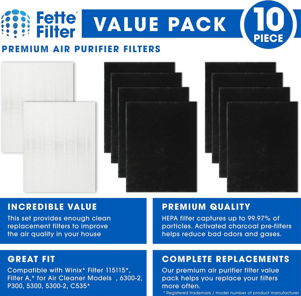 2-Pack HEPA Filters Plus 8 Carbon Replacement Filters J86861