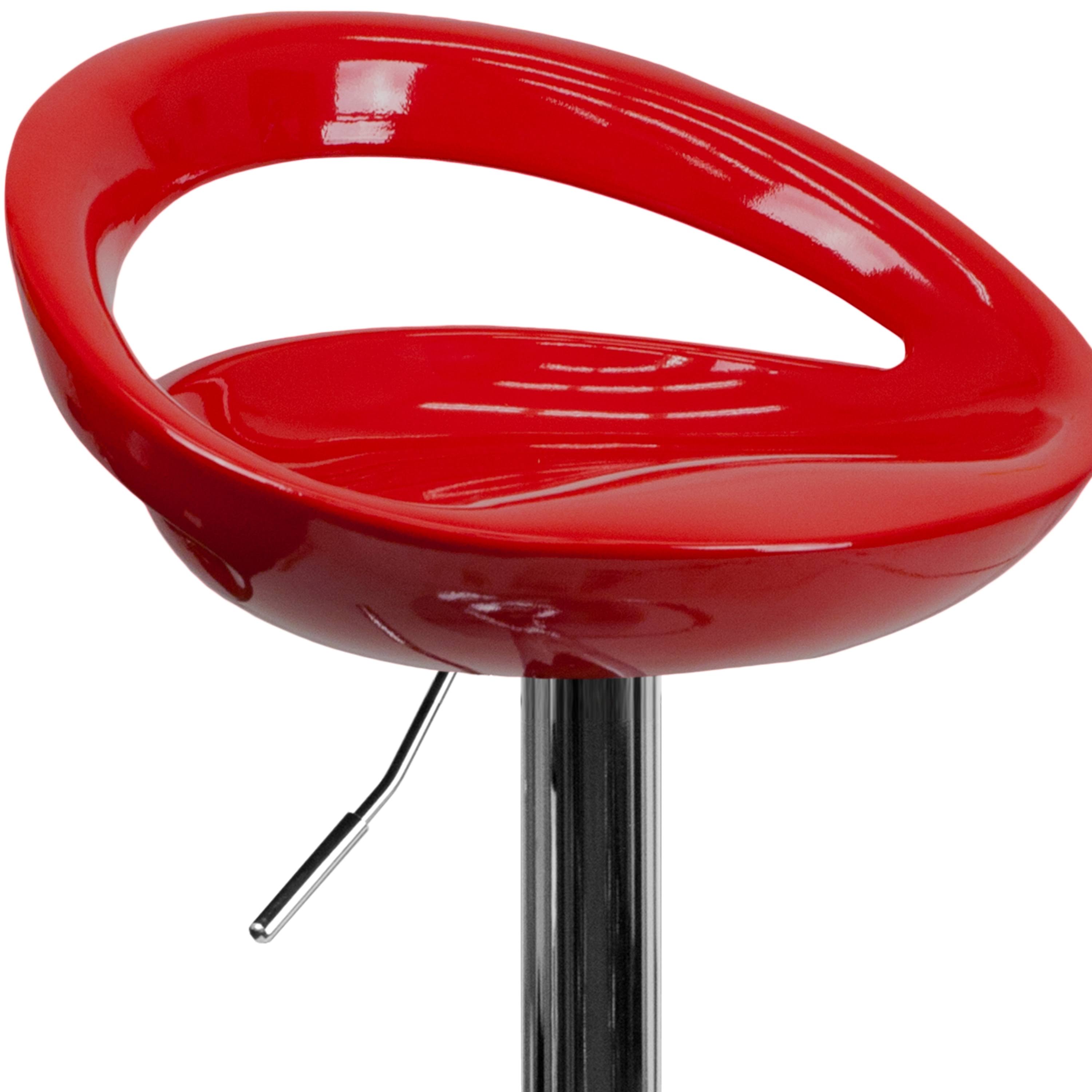 Silver Plastic Adjustable Height Barstool with Chrome Base X63759