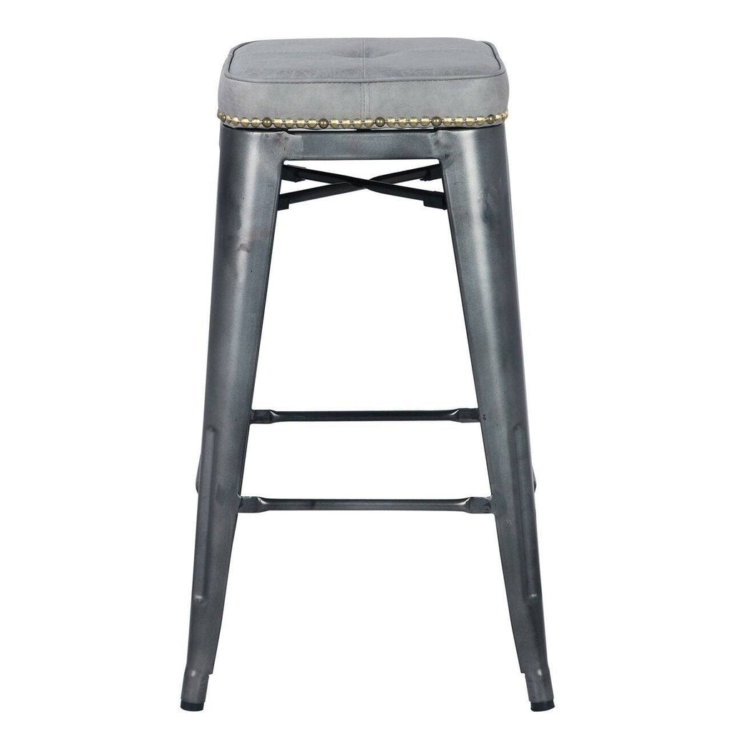Vintage Mist Gray PU Metal Backless Counter Stool Z279425