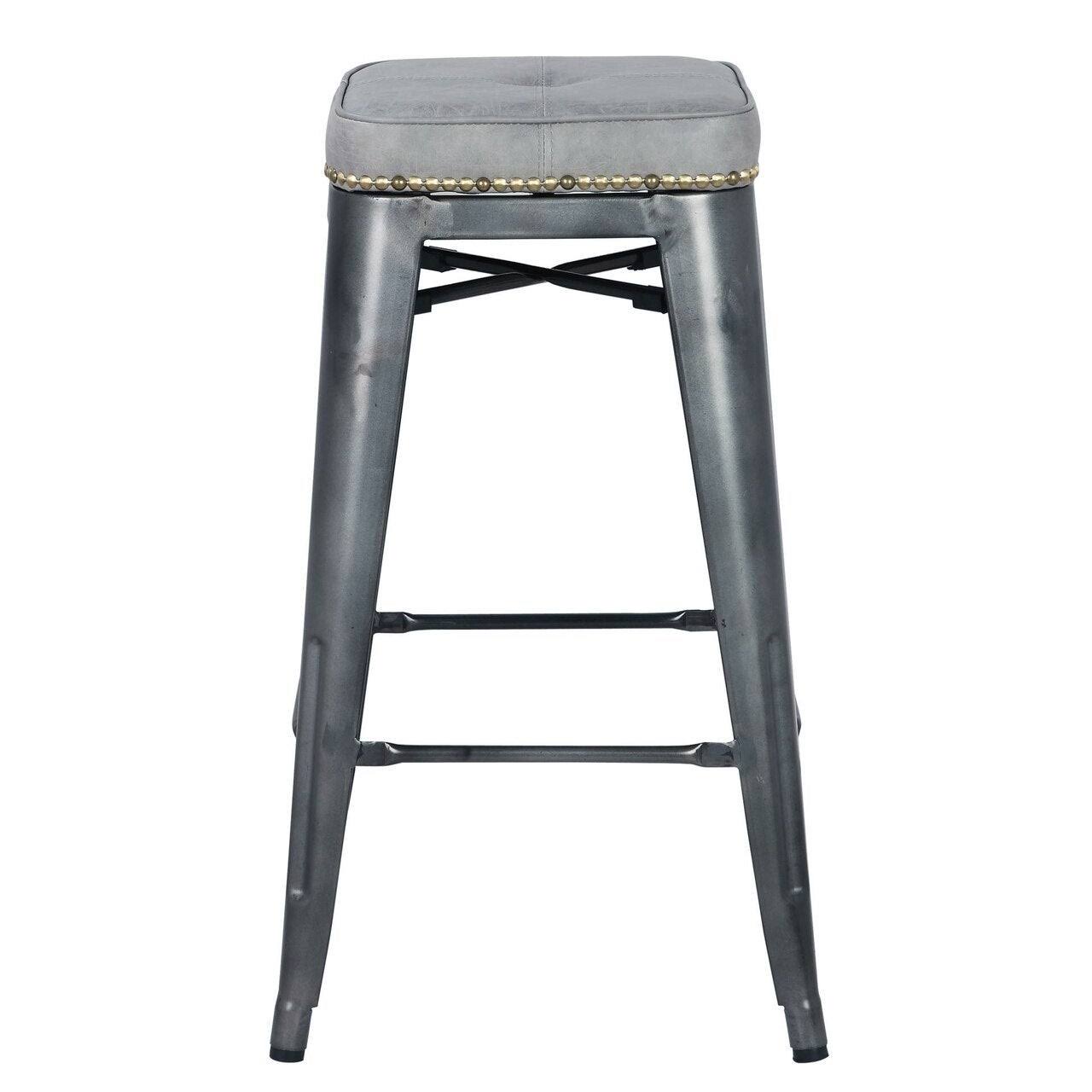 Vintage Mist Gray PU Metal Backless Counter Stool Z279425