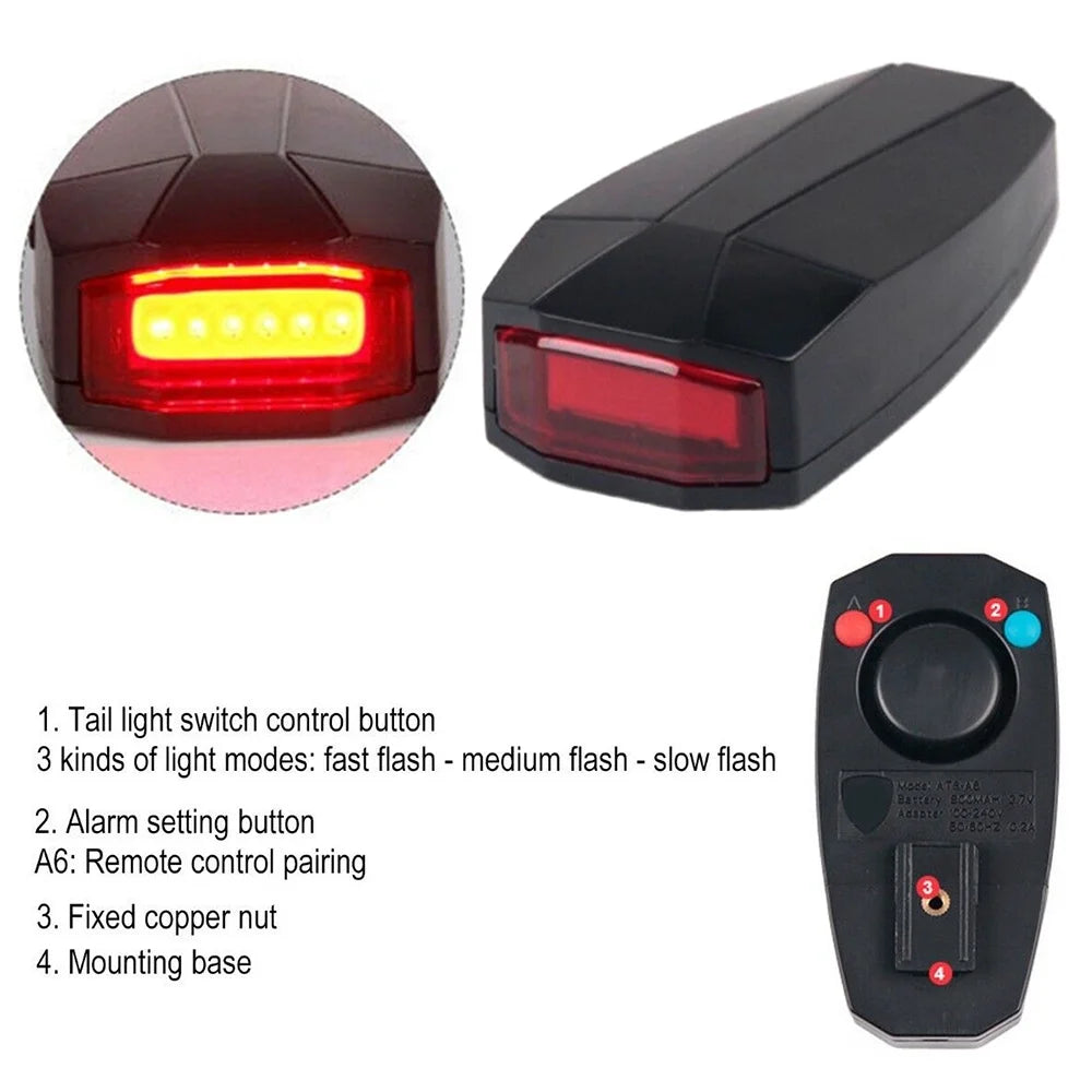 Smart Bike Tail Light with Wireless Remote Control and Electric Bell V189