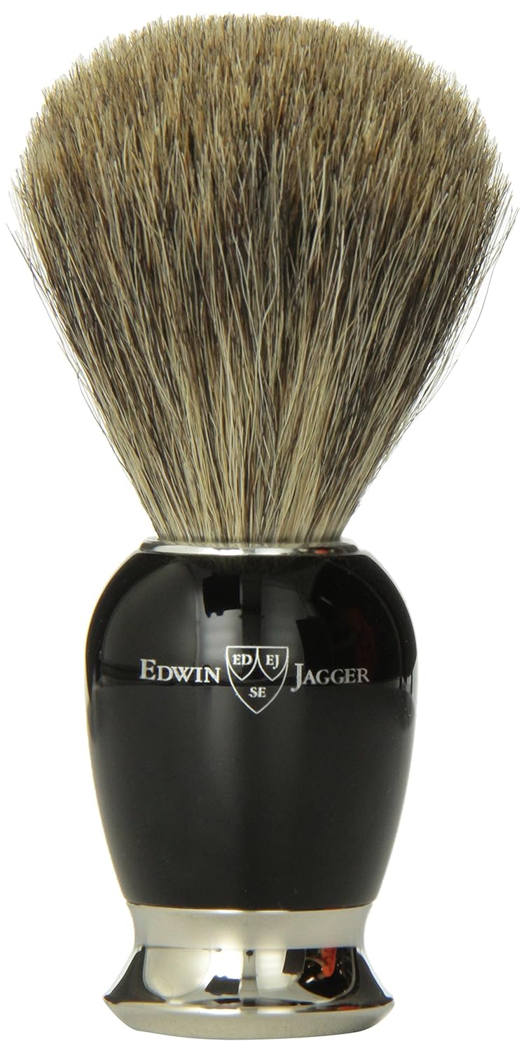 Simulated Horn Pure Badger Hair Shaving Brush with Nickel Plated Collar and End Cap Pack of 2 T519