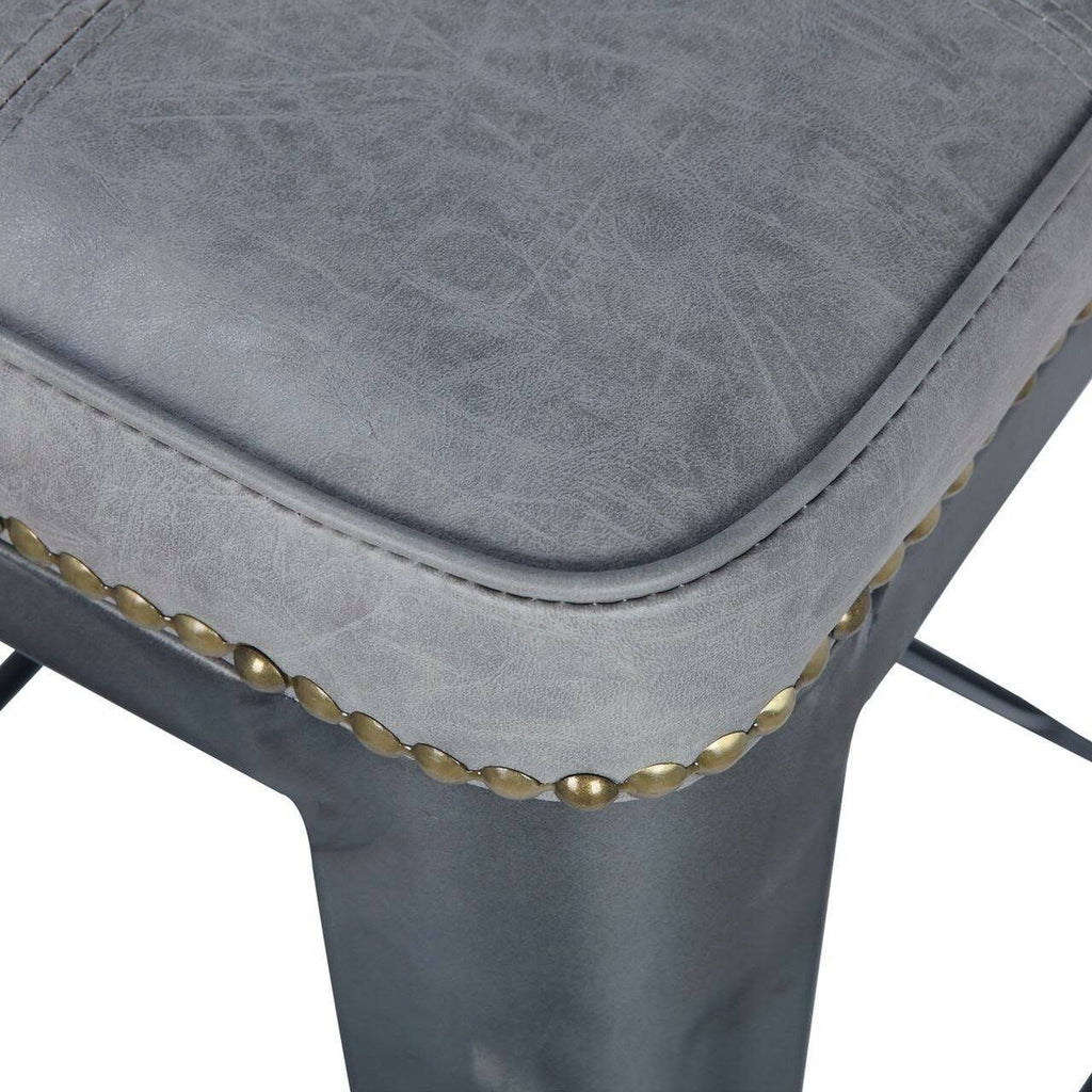 Vintage Mist Gray PU Metal Backless Counter Stool Z279425
