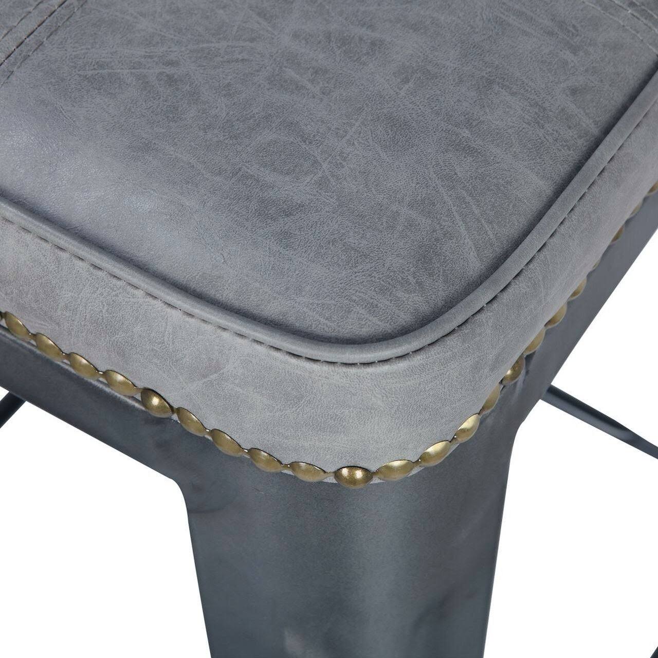 Vintage Mist Gray PU Metal Backless Counter Stool Z279425