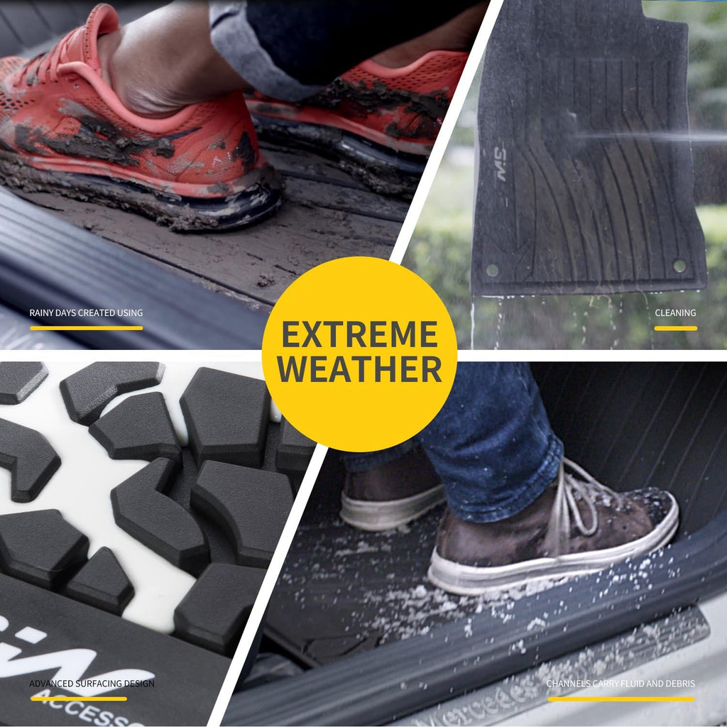 Black TPE All Weather Custom Fit Floor Liner for Range Rover Velar 1st and 2nd Row Full Set U383