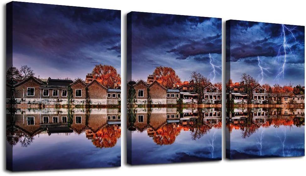 3 Piece Framed Canvas Wall Art Abstract Mountain Landscape Painting I281