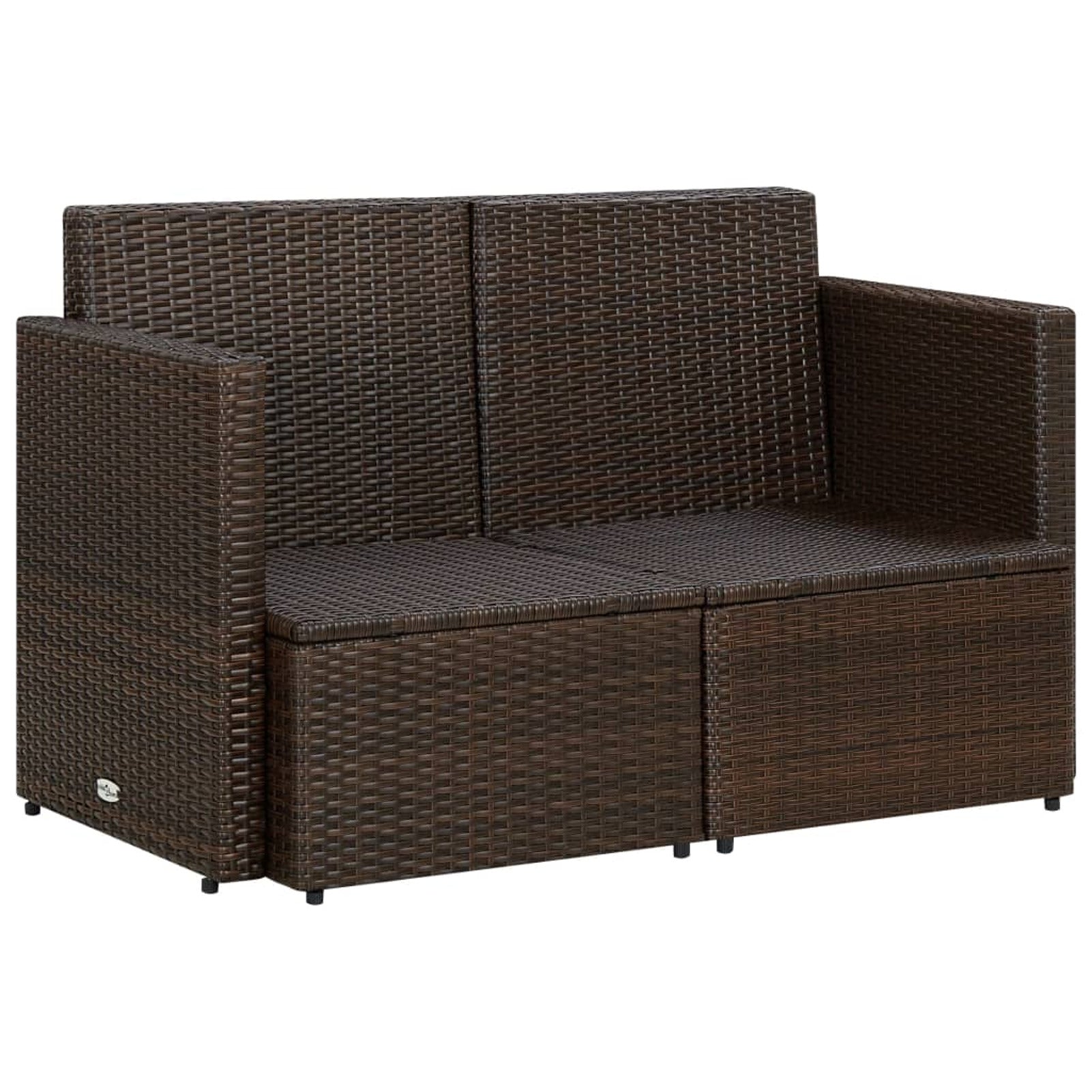 Brown Poly Rattan 2 Seater Outdoor Sofa with Cushion M605177