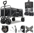 Red Collapsible Folding Wagon Cart with Brake, All Terrain Wheels Q642